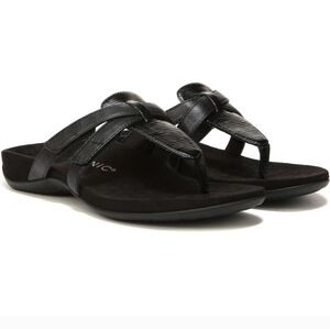 Vionic Karley Adjustable T-Strap Toe Post Sandals Black Size 9 (Like New) Flip F